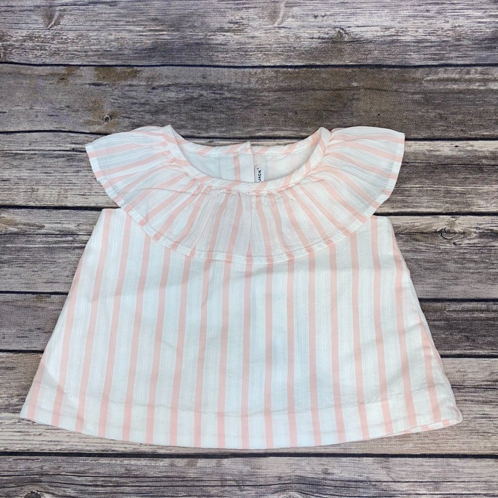 Janie and Jack Striped Top with Gold Button Back